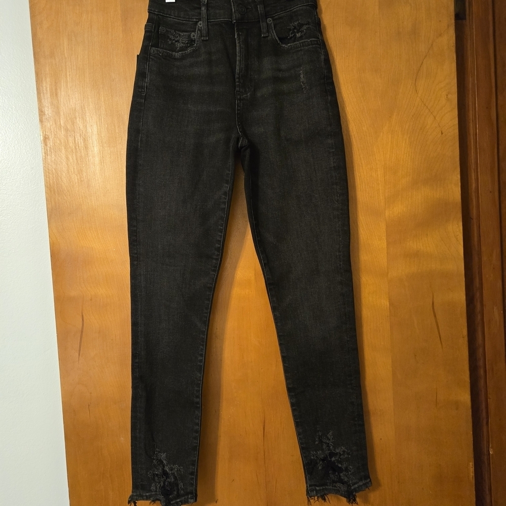 Agolde Sophie Skinny Crop Jeans Black Denim Size 25
